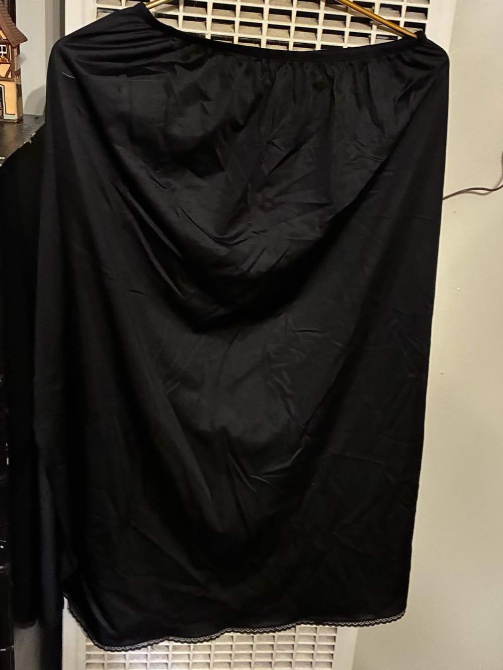 Vanity Fair Black Nylon Slip with side slit